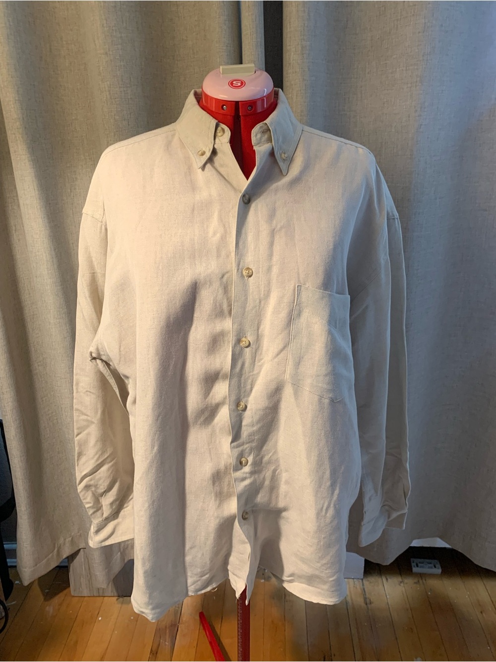 Structure Linen-Cotton Shirt in Light Beige